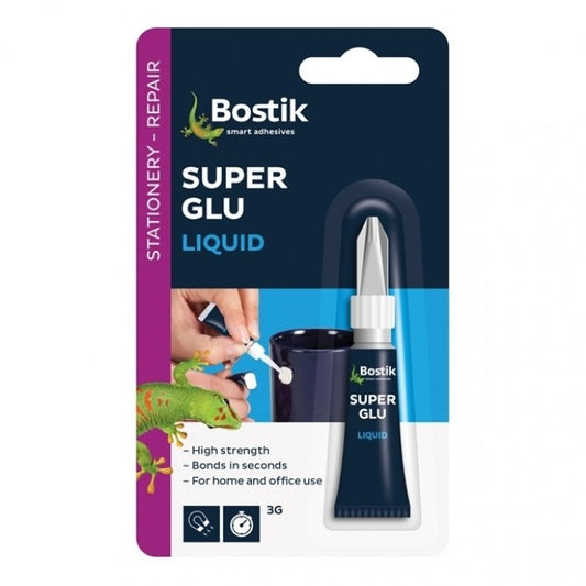 Bostik 3g Glu and Fix Super Glue Liquid Tube Safety Cap Clear (Pack 12) - 30813340 - NWT FM SOLUTIONS - YOUR CATERING WHOLESALER