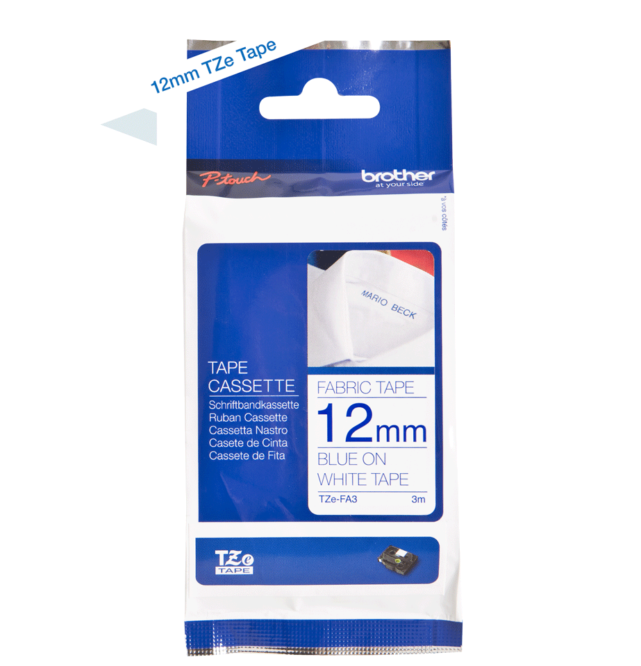 Brother Blue On White Label Tape 12mm x 3m - TZEFA3 - NWT FM SOLUTIONS - YOUR CATERING WHOLESALER