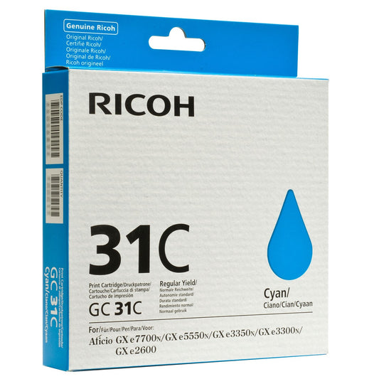 Ricoh GC31C Cyan Standard Capacity Gel Ink Cartridge 1.92k pages for GXE3350N - 405689 - NWT FM SOLUTIONS - YOUR CATERING WHOLESALER