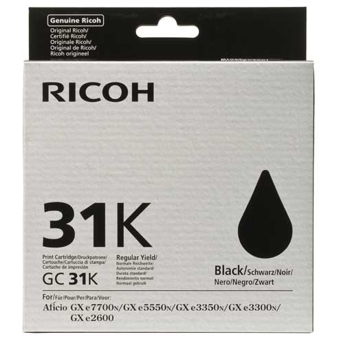 Ricoh GC31K Black Standard Capacity Gel Ink Cartridge 1.92k pages for GXE3350N - 405688 - NWT FM SOLUTIONS - YOUR CATERING WHOLESALER