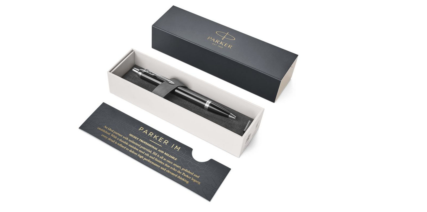 Parker IM Ballpoint Pen Black/Chrome Barrel with Blue Ink Gift Box - 1931665