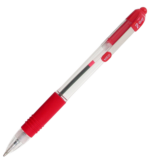 Zebra Z-Grip Retractable Ballpoint 1.0mm Tip Red (Pack 12) - 22230 - NWT FM SOLUTIONS - YOUR CATERING WHOLESALER
