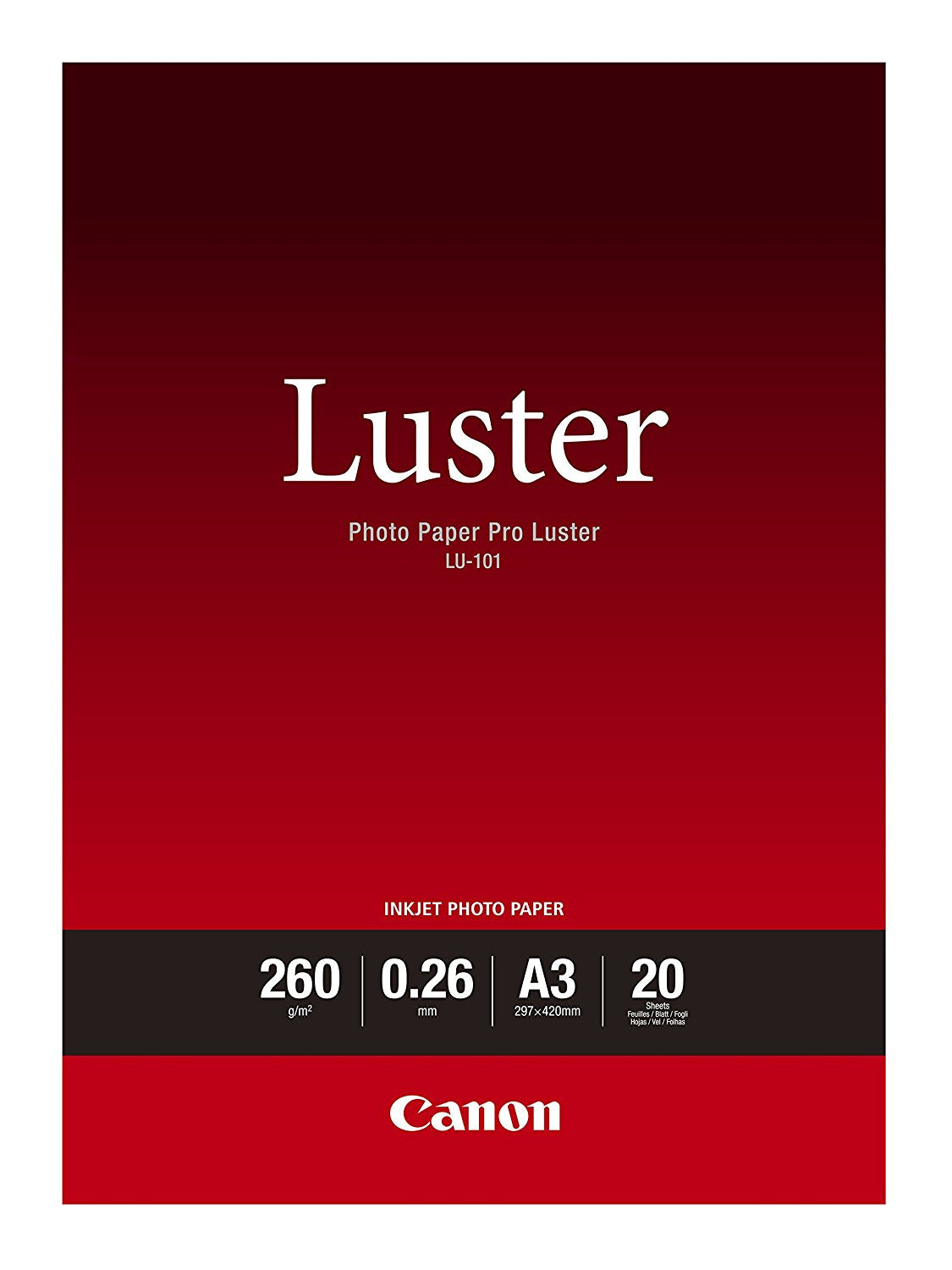 Canon LU-101 A3 Luster Paper 20 Sheets - 6211B007 - NWT FM SOLUTIONS - YOUR CATERING WHOLESALER