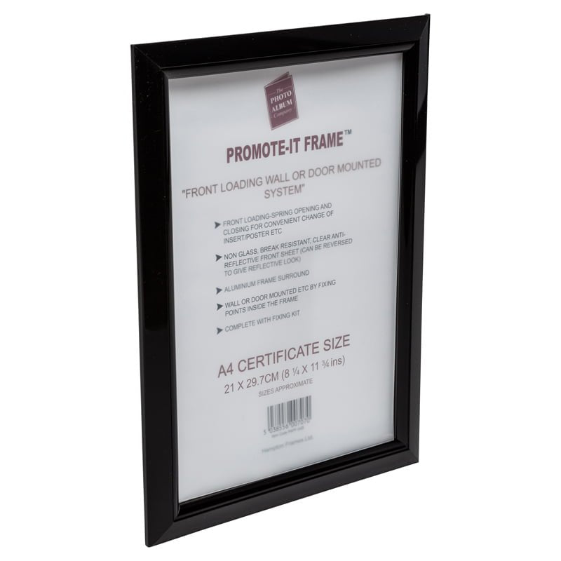 Hampton Frames Promote It A4 Non Glass Frame Black Aluminium PAPFA4BBLK