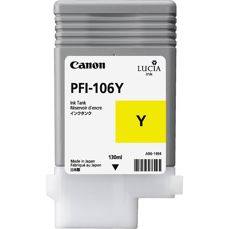 Canon PFI106Y Yellow Standard Capacity Ink Cartridge 130ml - 6624B001 - NWT FM SOLUTIONS - YOUR CATERING WHOLESALER