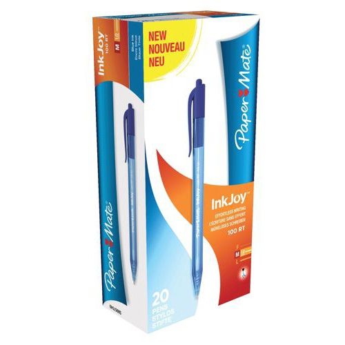 Paper Mate InkJoy 100 Retractable Ballpoint Pen 1.0mm Tip 0.7mm Line Blue (Pack 20) - S0957040 - NWT FM SOLUTIONS - YOUR CATERING WHOLESALER