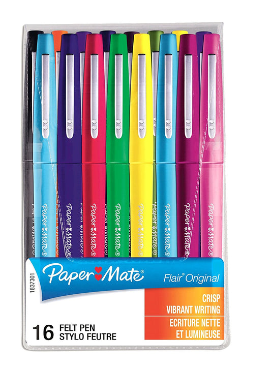 Paper Mate Flair Fibre Tip Pen Medium Point 0.7mm Assorted Colours (Pack 16) 2061394 - NWT FM SOLUTIONS - YOUR CATERING WHOLESALER