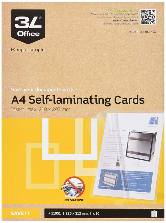 3L Self Laminating Card Polypropylene A4 (Pack 10) 11051 - NWT FM SOLUTIONS - YOUR CATERING WHOLESALER
