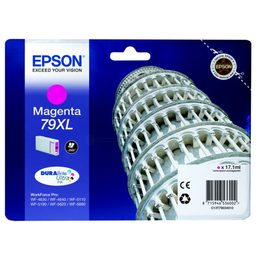 Epson 79XL Tower of Pisa Magenta High Yield Ink Cartridge 17ml - C13T79034010 - NWT FM SOLUTIONS - YOUR CATERING WHOLESALER