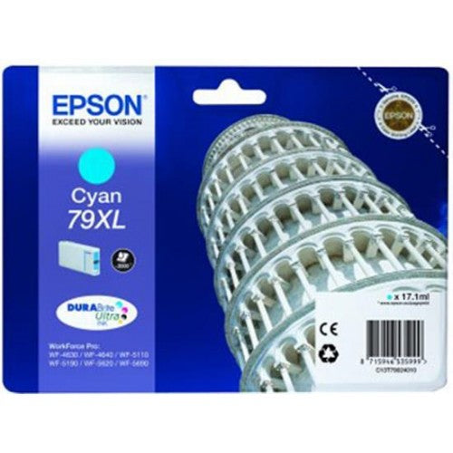 Epson 79XL Tower of Pisa Cyan High Yield Ink Cartridge 17ml - C13T79024010 - NWT FM SOLUTIONS - YOUR CATERING WHOLESALER