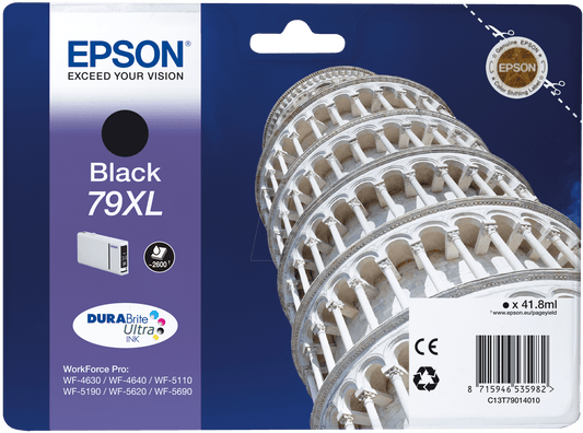 Epson 79XL Tower of Pisa Black High Yield Ink Cartridge 42ml - C13T79014010 - NWT FM SOLUTIONS - YOUR CATERING WHOLESALER