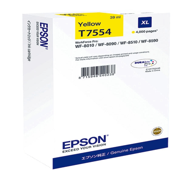 Epson T7554 Yellow Ink Cartridge 39ml - C13T755440 - NWT FM SOLUTIONS - YOUR CATERING WHOLESALER