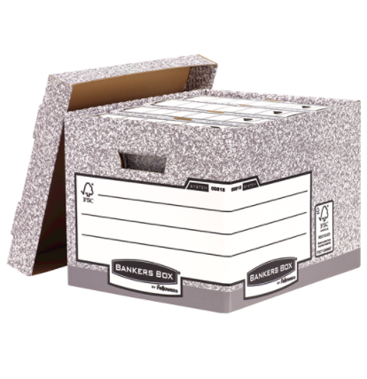 Fellowes Bankers Box System Heavy Duty R-Kive Storage Box Board Grey (Pack 10) 81801 - NWT FM SOLUTIONS - YOUR CATERING WHOLESALER