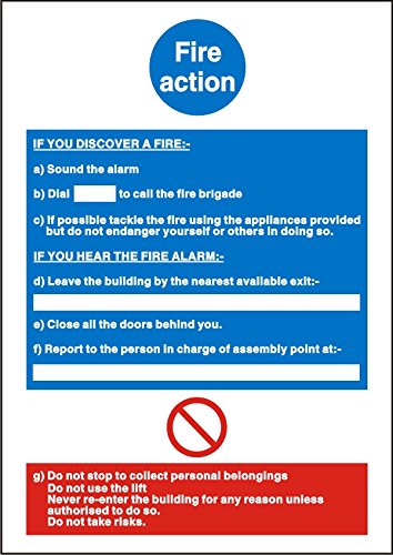 Stewart Superior Fire Action Sign 200x300mm - M011SAV-200X300 - NWT FM SOLUTIONS - YOUR CATERING WHOLESALER
