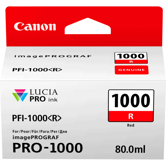 Canon PFI1000R Red Standard Capacity Ink Cartridge 80ml - 0554C001 - NWT FM SOLUTIONS - YOUR CATERING WHOLESALER