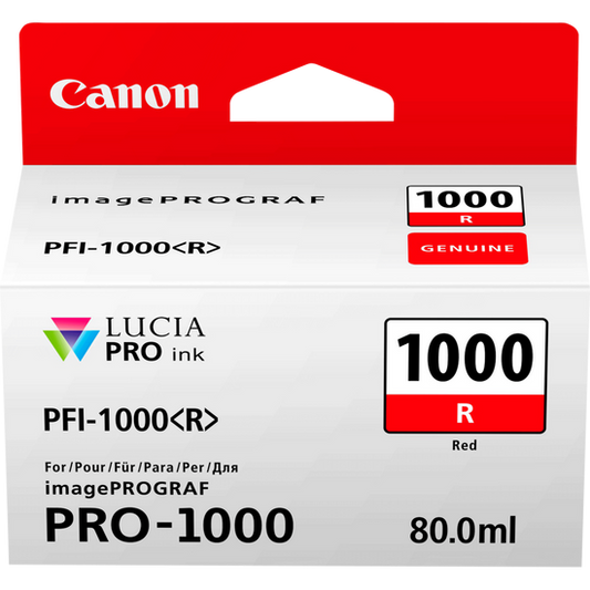 Canon PFI1000R Red Standard Capacity Ink Cartridge 80ml - 0554C001 - NWT FM SOLUTIONS - YOUR CATERING WHOLESALER