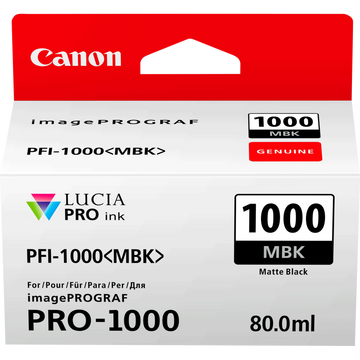 Canon PFI1000MBK Matte Black Standard Capacity Ink Cartridge 80ml - 0545C001 - NWT FM SOLUTIONS - YOUR CATERING WHOLESALER