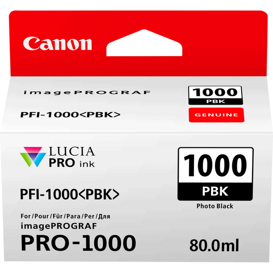 Canon PFI1000PBK Photo Black Standard Capacity Ink Cartridge 80ml - 0546C001 - NWT FM SOLUTIONS - YOUR CATERING WHOLESALER