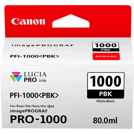 Canon PFI1000PBK Photo Black Standard Capacity Ink Cartridge 80ml - 0546C001 - NWT FM SOLUTIONS - YOUR CATERING WHOLESALER