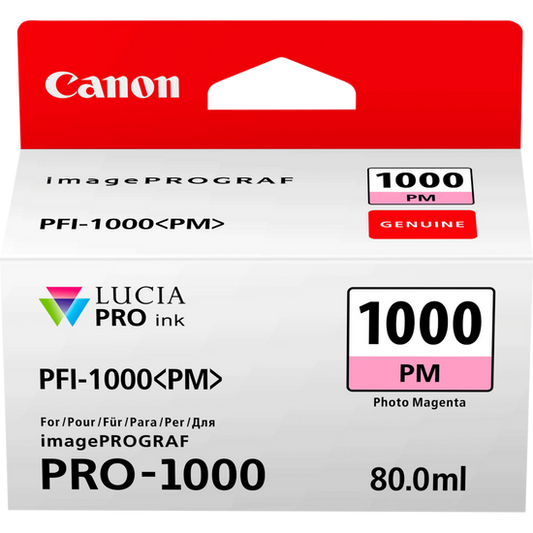 Canon PFI1000PM Photo Magenta Standard Capacity Ink Cartridge 80ml - 0551C001 - NWT FM SOLUTIONS - YOUR CATERING WHOLESALER