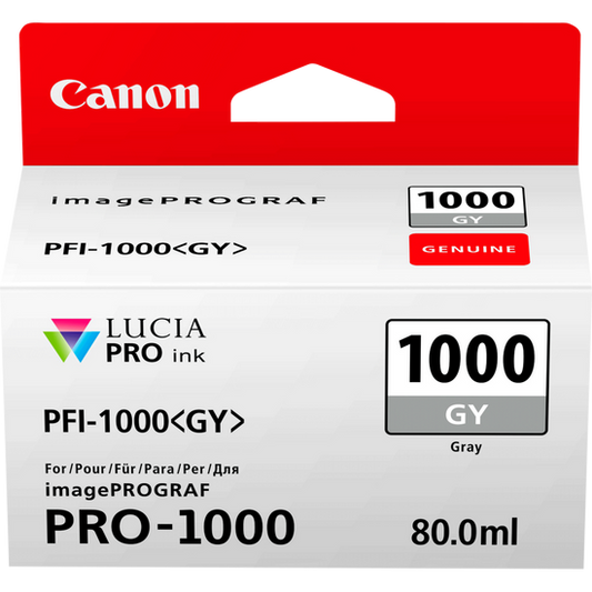 Canon PFI1000GY Grey Standard Capacity Ink Cartridge 80ml - 0552C001 - NWT FM SOLUTIONS - YOUR CATERING WHOLESALER