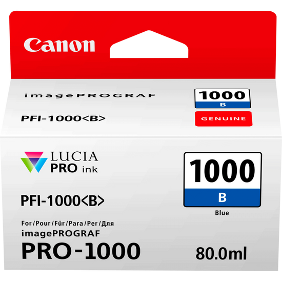 Canon PFI1000B Blue Standard Capacity Ink Cartridge 80ml - 0555C001 - NWT FM SOLUTIONS - YOUR CATERING WHOLESALER