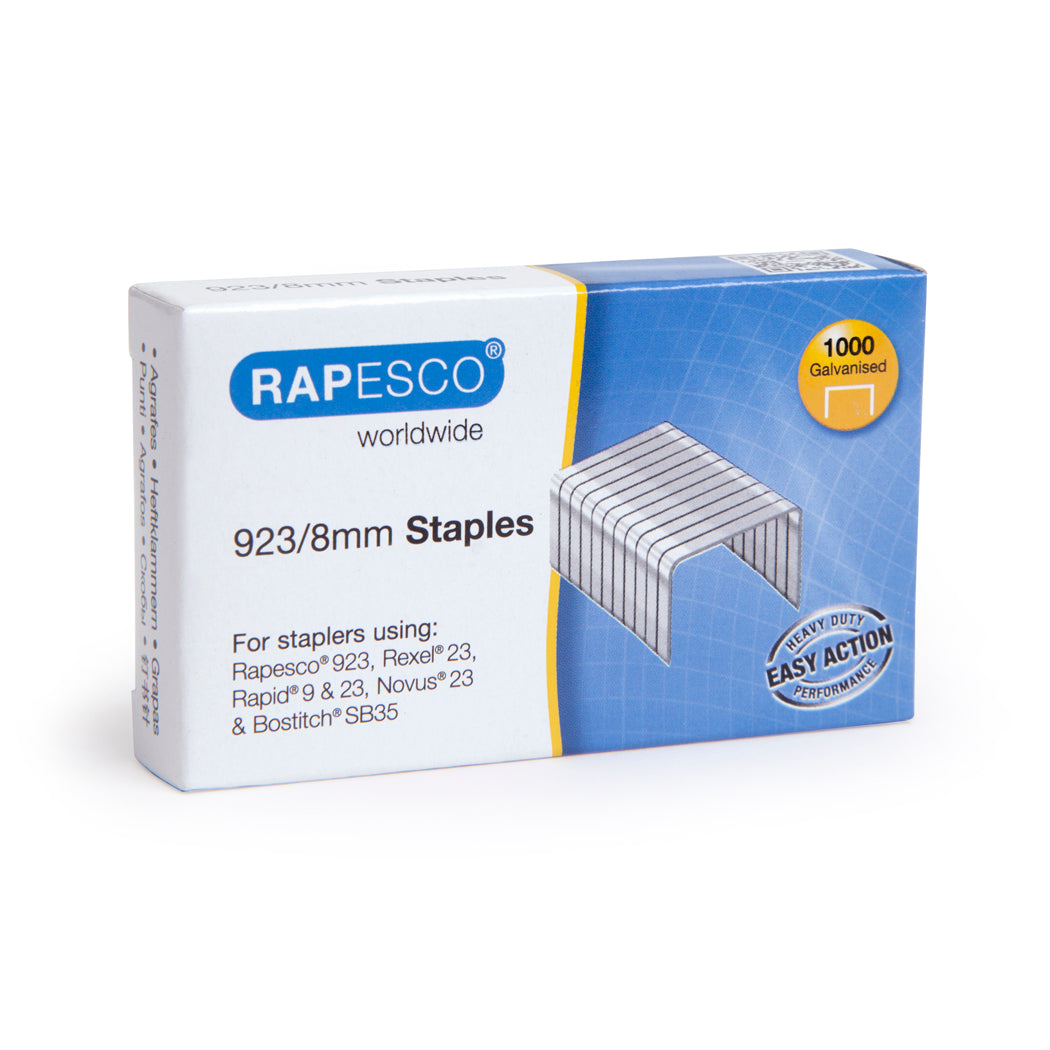 Rapesco 923/8mm Galvanised Staples (Pack 1000) - 1236 - NWT FM SOLUTIONS - YOUR CATERING WHOLESALER