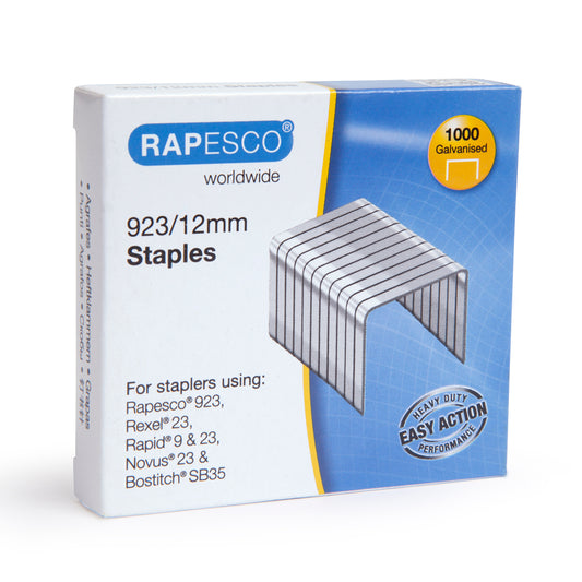 Rapesco 923/12mm Galvanised Staples (Pack 1000) - 1238 - NWT FM SOLUTIONS - YOUR CATERING WHOLESALER