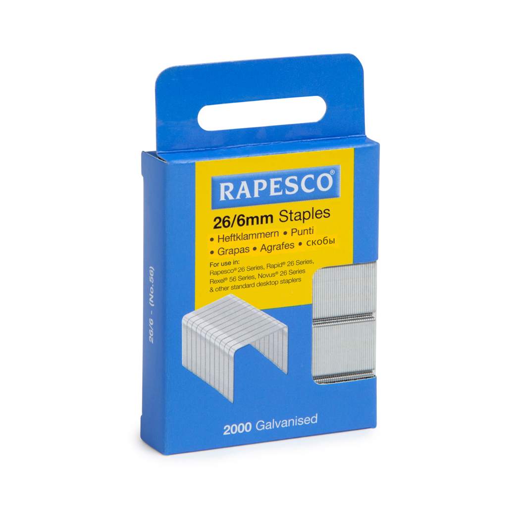 Rapesco 26/6mm Galvanised Staples Retail Pack (Pack 2000) - S2662MA3 - NWT FM SOLUTIONS - YOUR CATERING WHOLESALER