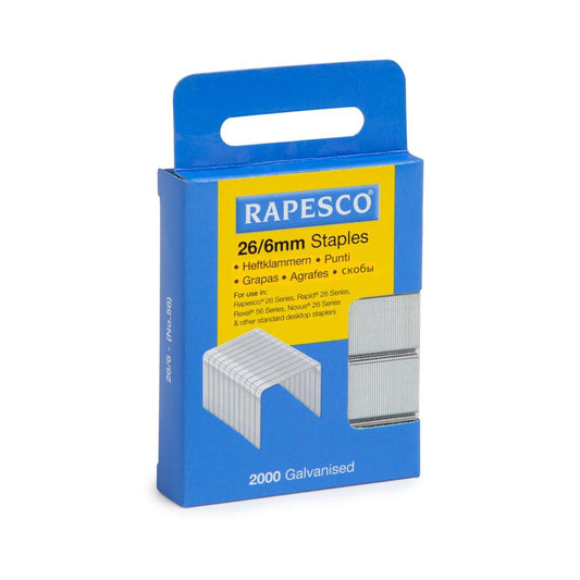 Rapesco 26/6mm Galvanised Staples Retail Pack (Pack 2000) - S2662MA3 - NWT FM SOLUTIONS - YOUR CATERING WHOLESALER