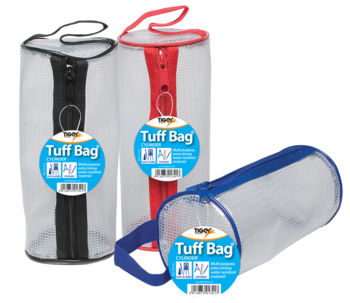 Tiger Tuff Bag Cylinder Pencil Case Polypropylene 550 Micron Clear with Assorted Colour Zips - 301341 - NWT FM SOLUTIONS - YOUR CATERING WHOLESALER