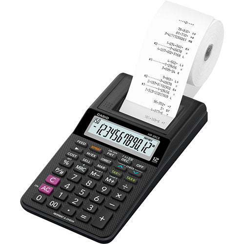 Casio HR-8RCE 12 Digit Mini Printing Calculator Black HR-8RCE-BK-W-EC - NWT FM SOLUTIONS - YOUR CATERING WHOLESALER