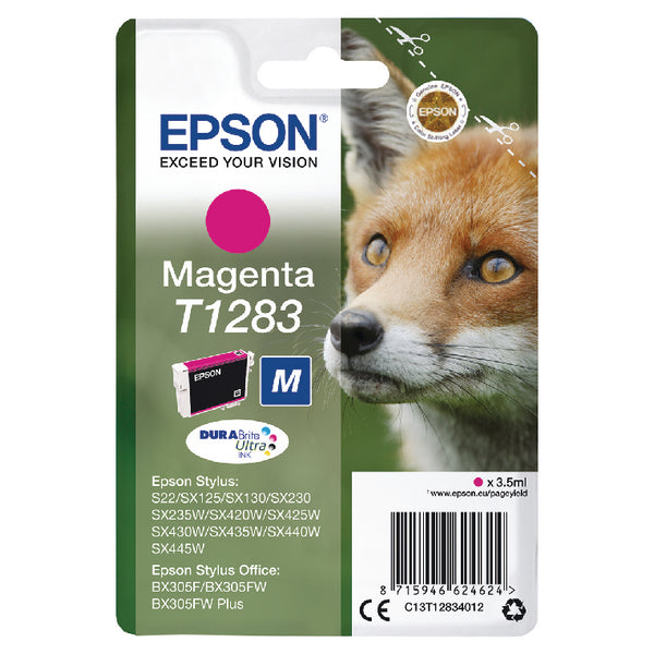 Epson T1283 Fox Magenta Standard Capacity Ink Cartridge 3.5ml - C13T12834012 - NWT FM SOLUTIONS - YOUR CATERING WHOLESALER