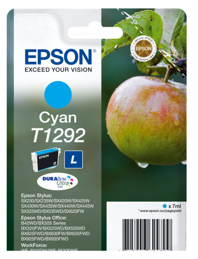 Epson T1292 Apple Cyan Standard Capacity Ink Cartridge 7ml - C13T12924012 - NWT FM SOLUTIONS - YOUR CATERING WHOLESALER