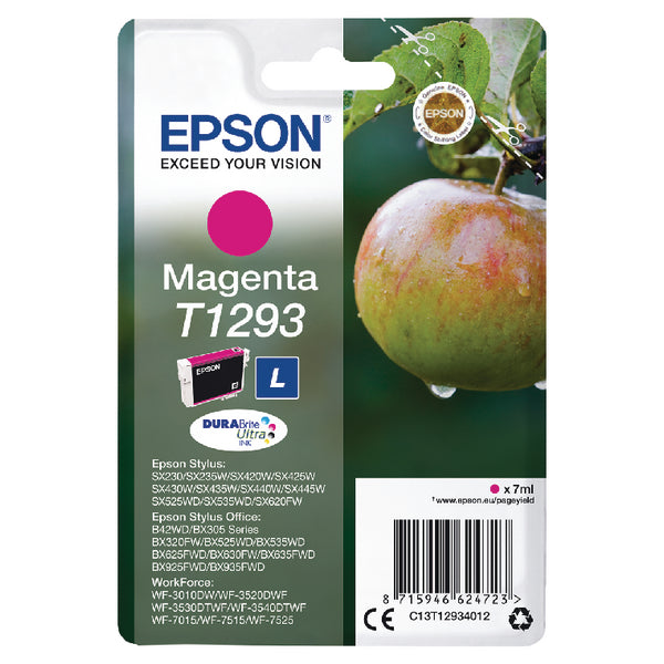 Epson T1293 Apple Magenta Standard Capacity Ink Cartridge 7ml - C13T12934012 - NWT FM SOLUTIONS - YOUR CATERING WHOLESALER