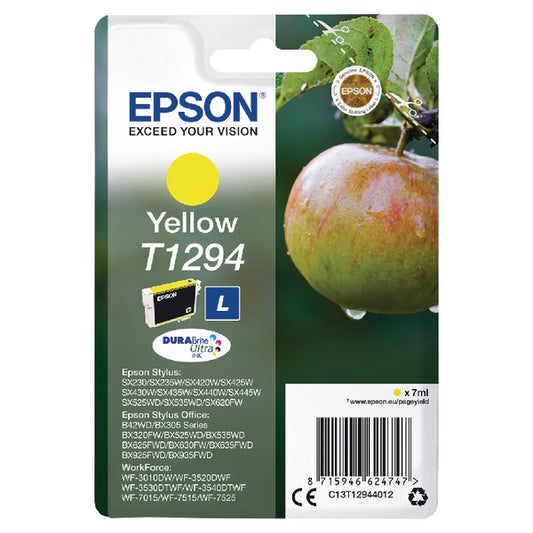 Epson T1294 Apple Yellow Standard Capacity Ink Cartridge 7ml - C13T12944012 - NWT FM SOLUTIONS - YOUR CATERING WHOLESALER