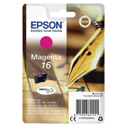 Epson 16 Pen and Crossword Magenta Standard Capacity Ink Cartridge 3ml - C13T16234012 - NWT FM SOLUTIONS - YOUR CATERING WHOLESALER