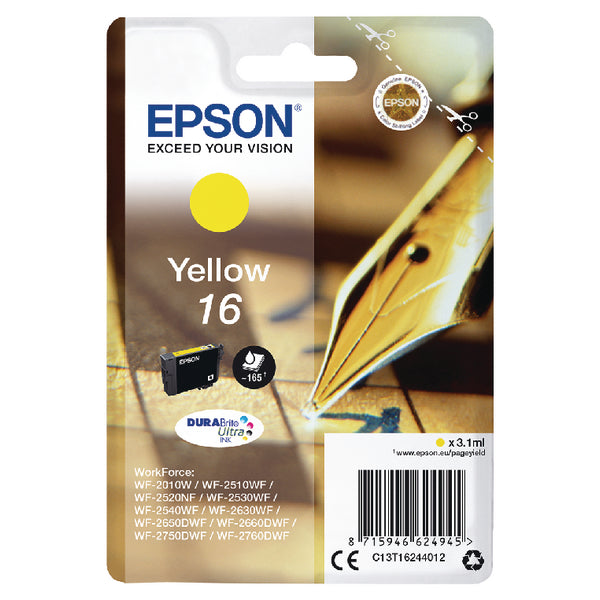 Epson 16 Pen and Crossword Yellow Standard Capacity Ink Cartridge 3ml - C13T16244012 - NWT FM SOLUTIONS - YOUR CATERING WHOLESALER