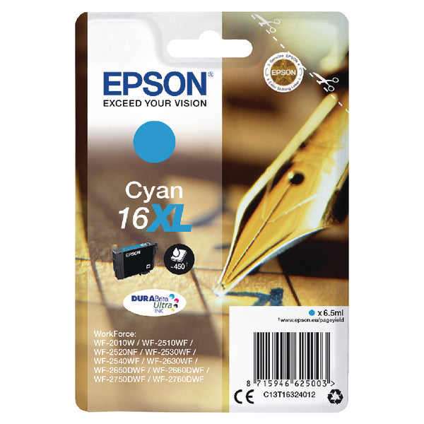 Epson 16XL Pen and Crossword Cyan High Yield Ink Cartridge 6.5ml - C13T16324012 - NWT FM SOLUTIONS - YOUR CATERING WHOLESALER