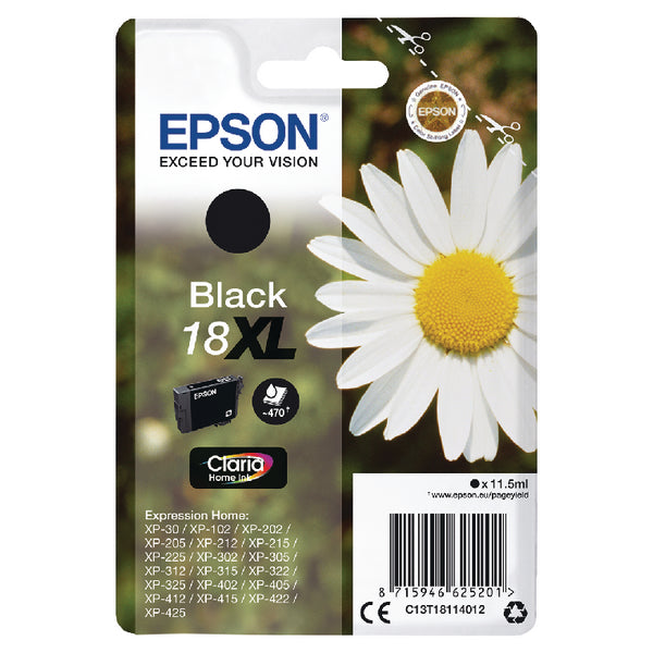 Epson 18XL Daisy Black High Yield Ink Cartridge 11.5ml - C13T18114012 - NWT FM SOLUTIONS - YOUR CATERING WHOLESALER