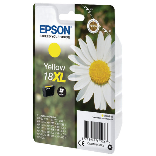 Epson 18XL Daisy Yellow High Yield Ink Cartridge 7ml - C13T18144012 - NWT FM SOLUTIONS - YOUR CATERING WHOLESALER