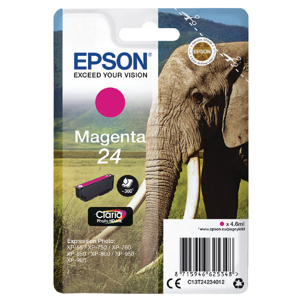 Epson 24 Elephant Magenta Standard Capacity Ink Cartridge 5ml - C13T24234012 - NWT FM SOLUTIONS - YOUR CATERING WHOLESALER