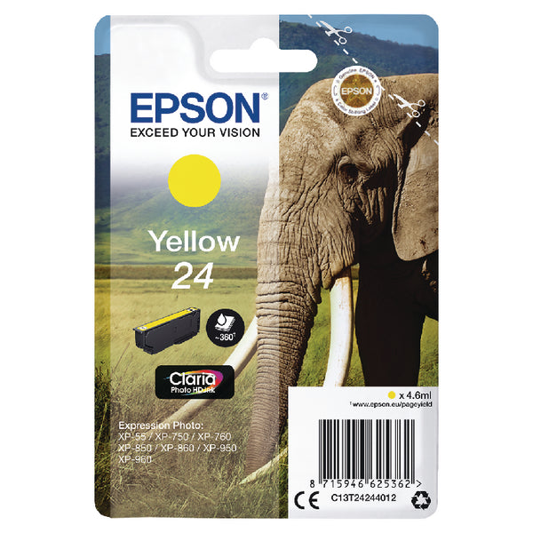 Epson 24 Elephant Yellow Standard Capacity Ink Cartridge 5ml - C13T24244012 - NWT FM SOLUTIONS - YOUR CATERING WHOLESALER