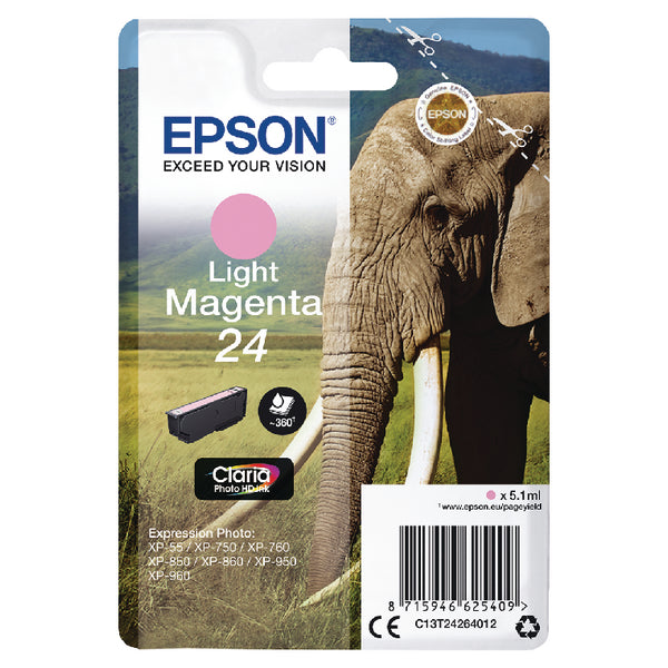 Epson 24 Elephant Light Magenta Standard Capacity Ink Cartridge 5ml - C13T24264012 - NWT FM SOLUTIONS - YOUR CATERING WHOLESALER