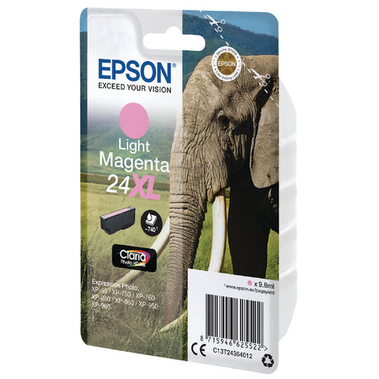 Epson 24XL Elephant Light Magenta High Yield Ink Cartridge 10ml - C13T24364012 - NWT FM SOLUTIONS - YOUR CATERING WHOLESALER