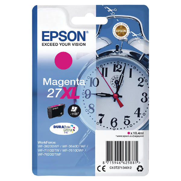 Epson 27XL Alarm Clock Magenta High Yield Ink Cartridge 10ml - C13T27134012 - NWT FM SOLUTIONS - YOUR CATERING WHOLESALER