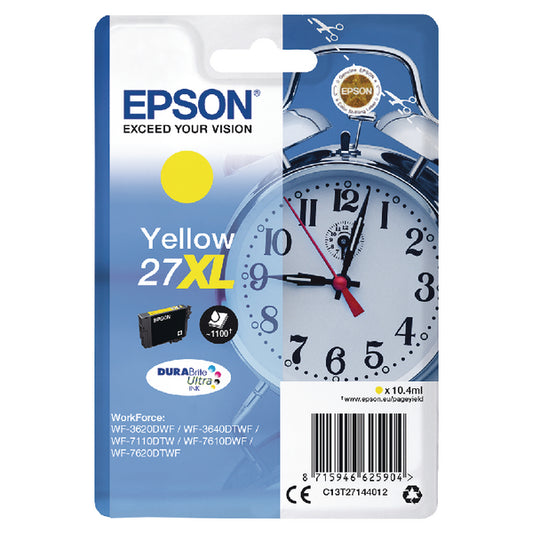 Epson 27XL Alarm Clock Yellow High Yield Ink Cartridge 10ml - C13T27144012 - NWT FM SOLUTIONS - YOUR CATERING WHOLESALER