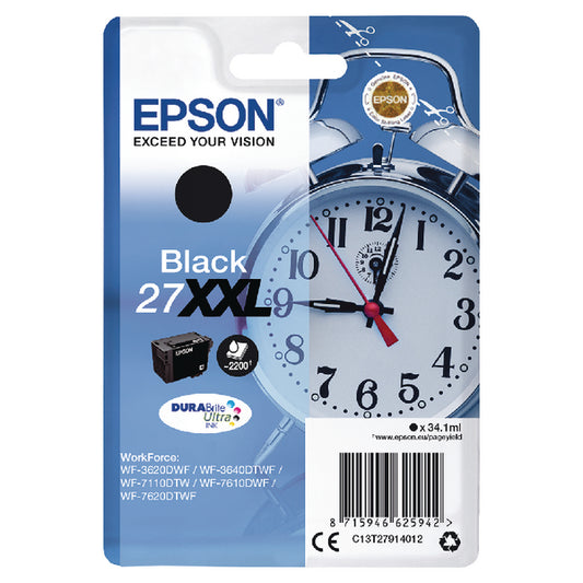 Epson 27XXL Alarm Clock Black Extra High Yield Ink Cartridge 34ml - C13T27914012 - NWT FM SOLUTIONS - YOUR CATERING WHOLESALER