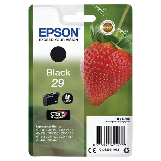 Epson 29 Strawberry Black Standard Capacity Ink Cartridge 5ml - C13T29814012 - NWT FM SOLUTIONS - YOUR CATERING WHOLESALER