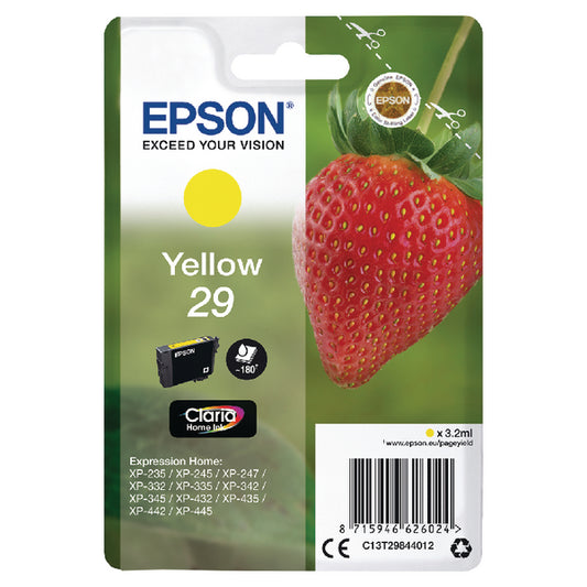 Epson 29 Strawberry Yellow Standard Capacity Ink Cartridge 3ml - C13T29844012 - NWT FM SOLUTIONS - YOUR CATERING WHOLESALER